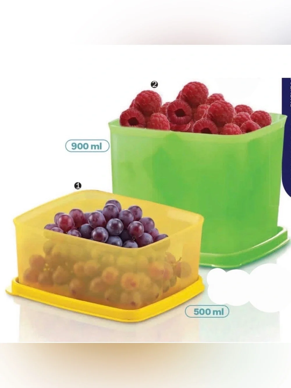 Tupperware Green and Yellow Food Storage Containers - 900ml & 500ml Set